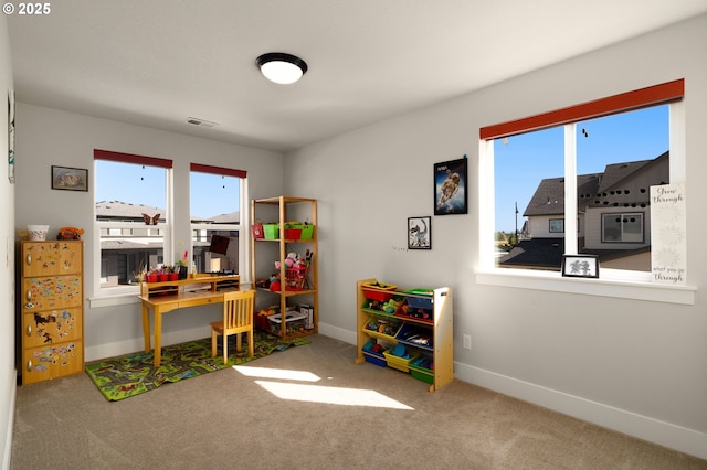 game room with carpet floors