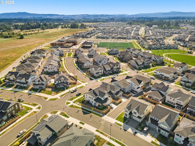 aerial view with a mountain view