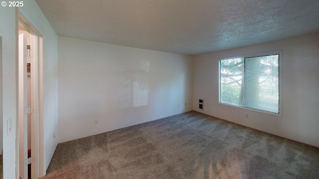 carpeted spare room with a textured ceiling