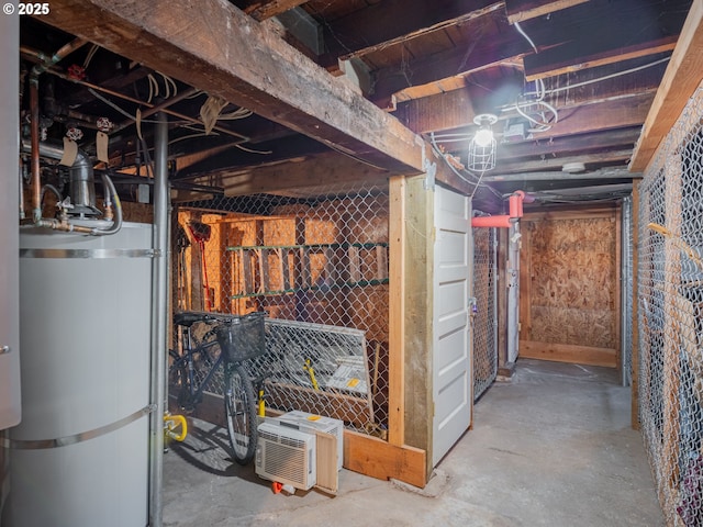 basement featuring strapped water heater