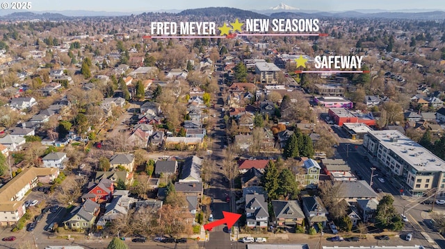 bird's eye view featuring a mountain view