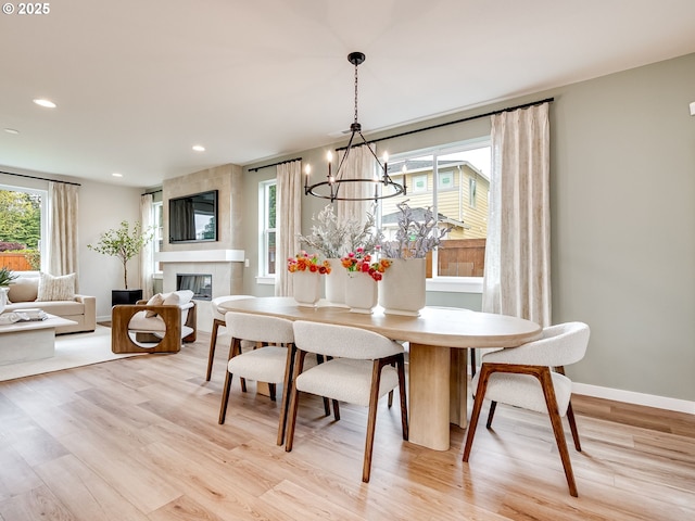 13009 NE 111th St, Vancouver, WA 98682 - dining space with light wood finished floors, a chandelier, healthy amount of natural light, and recessed lighting