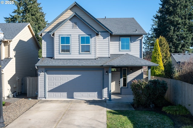 view of front property with a garage