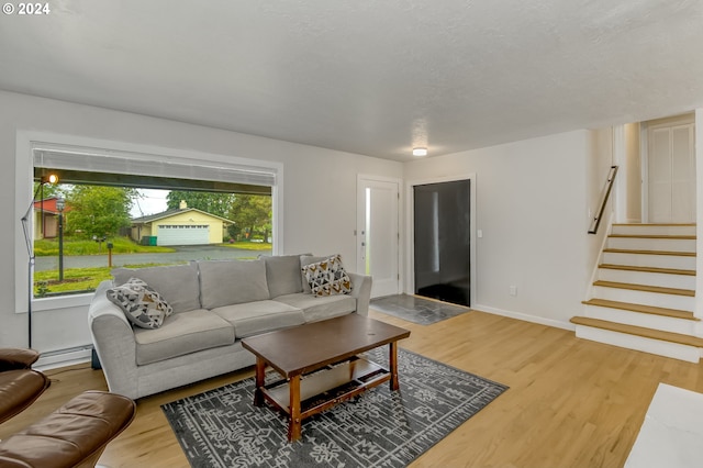 living room with hardwood / wood-style floors