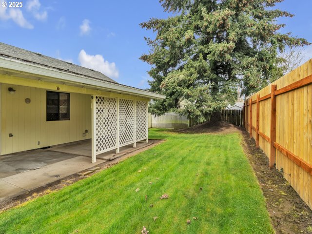 view of yard featuring a fenced backyard and a patio