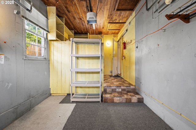 interior space with wood ceiling