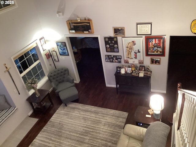 living room featuring dark hardwood / wood-style flooring