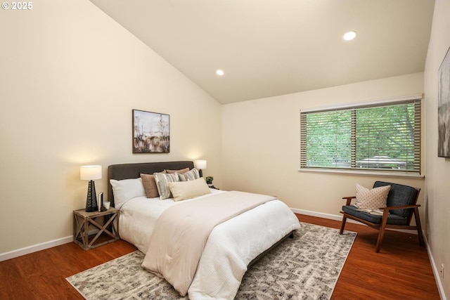 1771 NW 143rd Ave Unit 38, Portland, OR 97229 - bedroom with wood finished floors, lofted ceiling, and recessed lighting