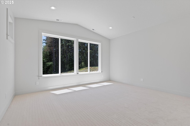 14196 SE Iseli Ln, Clackamas, OR 97015 - carpeted spare room with lofted ceiling and recessed lighting