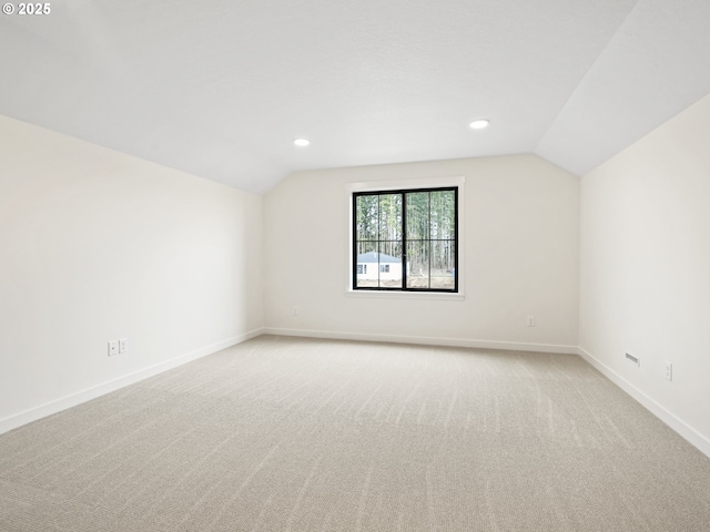 17019 NE 82nd St, Vancouver, WA 98682 - additional living space featuring recessed lighting, light carpet, vaulted ceiling, and baseboards