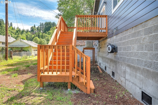 deck featuring ac unit