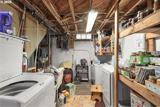 1510 W 10th St, The Dalles, OR 97058 - unfinished basement featuring independent washer and dryer and electric panel