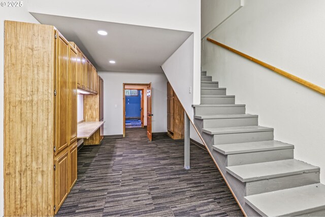 151 Owl Creek Rd, Kelso, WA 98626 - stairway with baseboards, recessed lighting, and wood finished floors