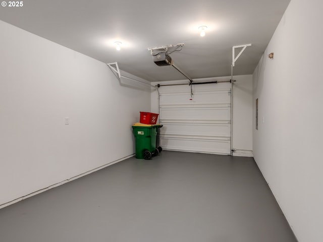 garage with a garage door opener