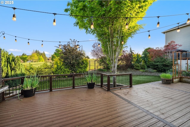 deck with a lawn