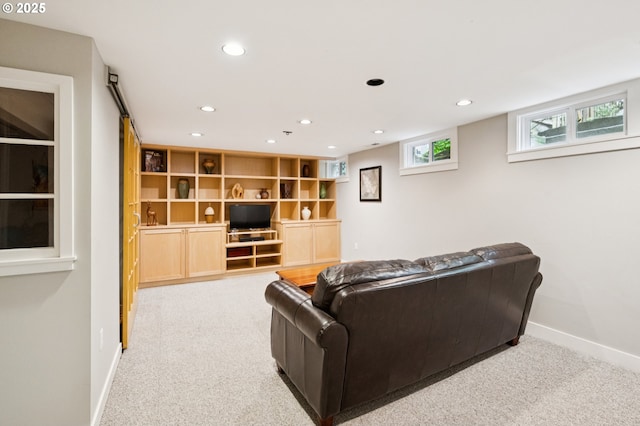 7150 SE 27th Ave, Portland, OR 97202 - living area with recessed lighting and carpet floors
