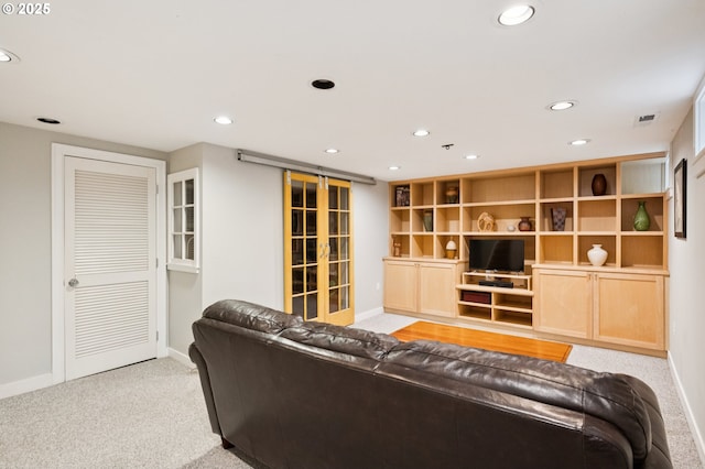 7150 SE 27th Ave, Portland, OR 97202 - living area with recessed lighting and light carpet