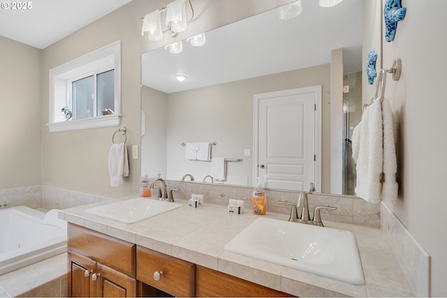 17460 Old Pacific Hwy, Rockaway Beach, OR 97136 - bathroom featuring double vanity and a tub with jets