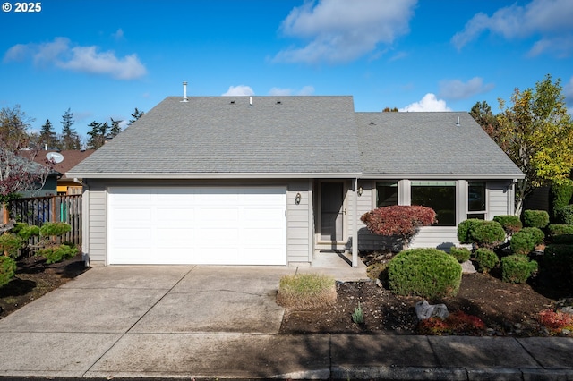 single story home with a garage