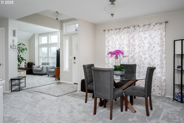 dining room with baseboards and carpet floors