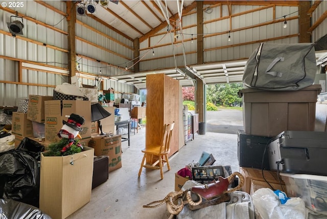 garage featuring metal wall