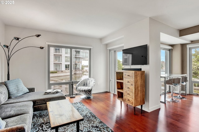 1260 NW Naito Pkwy Unit 103, Portland, OR 97209 - living room featuring wood finished floors and baseboards