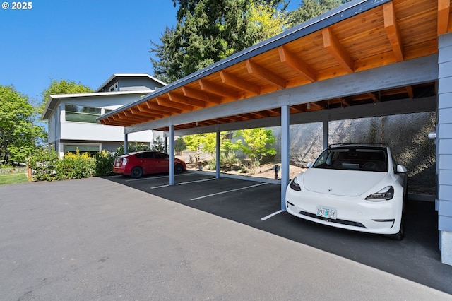 view of covered parking lot