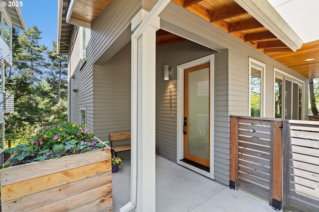 entrance to property with covered porch