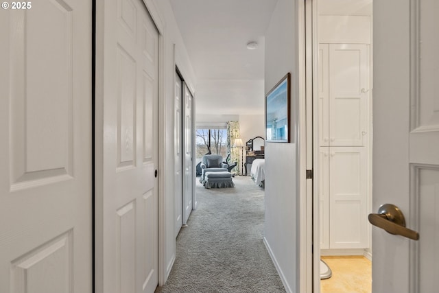 corridor with carpet and baseboards