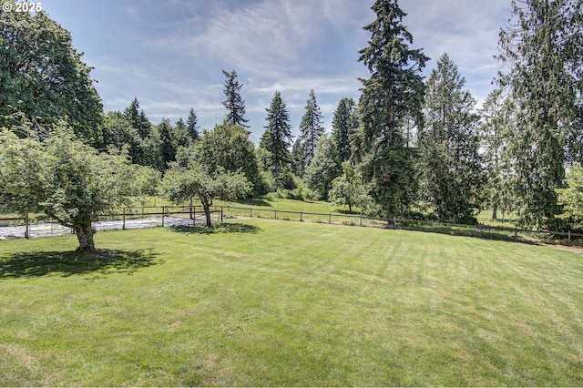 view of yard with a rural view