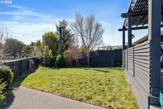 view of yard featuring a fenced backyard