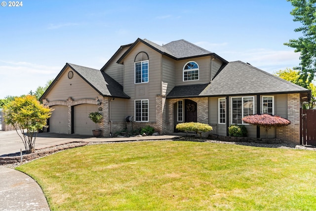 3644 Fall Creek Ct, Keizer, OR 97303 - view of front facade featuring brick siding, driveway, roof with shingles, and an attached garage