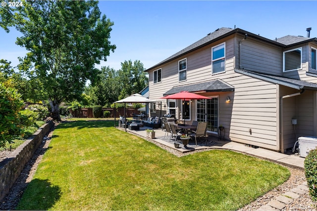 3644 Fall Creek Ct, Keizer, OR 97303 - back of property featuring a gazebo, a patio, and a shingled roof