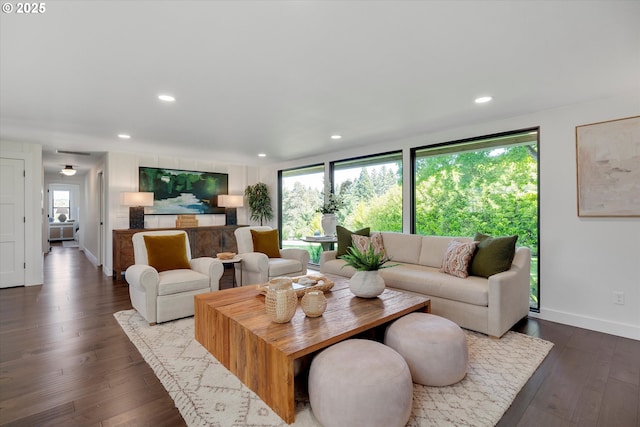 11700 S Makin Ln, Canby, OR 97013 - living area with plenty of natural light, baseboards, dark wood-style flooring, and recessed lighting