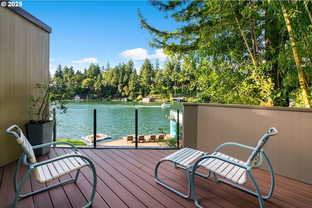 1115 Lake Front Rd, Lake Oswego, OR 97034 - wooden terrace with a water view
