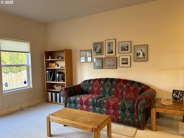 living room featuring carpet floors