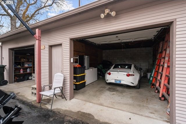 view of garage