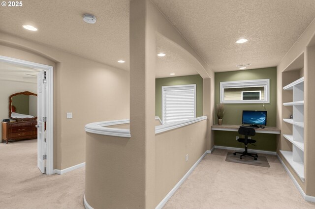 1116 Parkside Ave, Forest Grove, OR 97116 - office space featuring light carpet, a textured ceiling, built in study area, recessed lighting, and baseboards