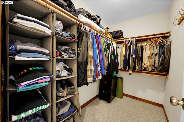 walk in closet featuring carpet