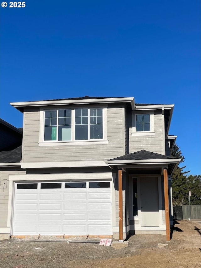 view of front facade featuring a garage