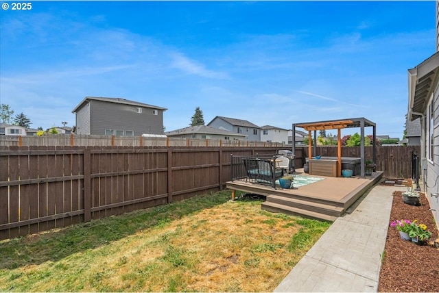 12505 NE 102nd Way, Vancouver, WA 98682 - fenced backyard with a deck, a hot tub, and a residential view