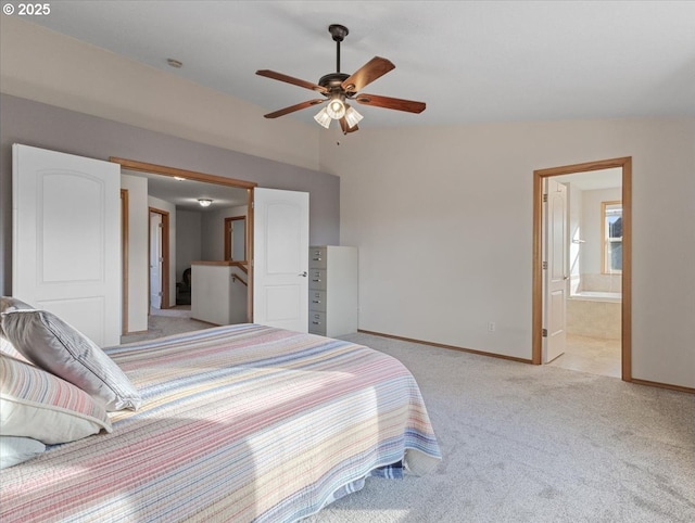 carpeted bedroom with ensuite bathroom