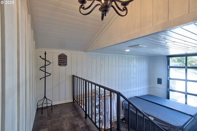 789 W Main St, Carlton, OR 97111 - hallway with wooden walls, vaulted ceiling, and wooden ceiling