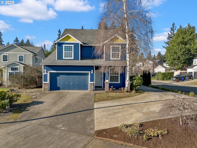 view of front of property with a garage