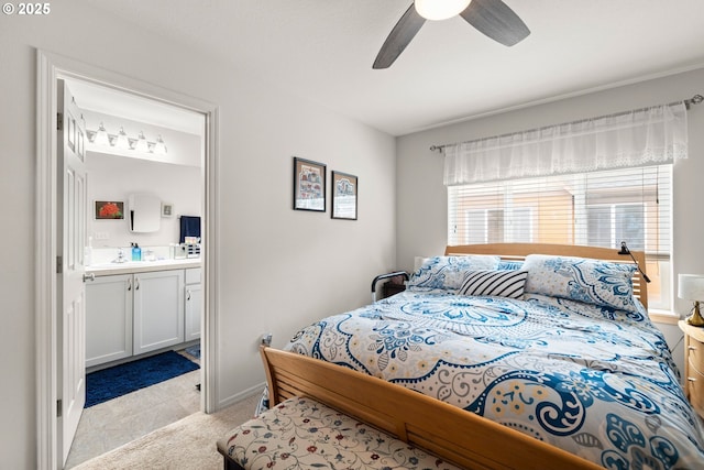 17019 SW Glen Park Ct, Beaverton, OR 97003 - bedroom with connected bathroom, ceiling fan, and baseboards