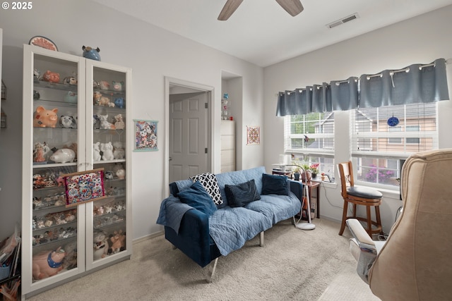 17019 SW Glen Park Ct, Beaverton, OR 97003 - carpeted living room with a ceiling fan