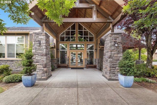 17019 SW Glen Park Ct, Beaverton, OR 97003 - property entrance with french doors and stone siding