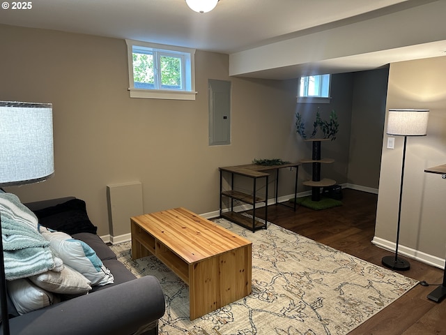 4523 NE 105th Ave, Portland, OR 97220 - living area with electric panel and wood finished floors