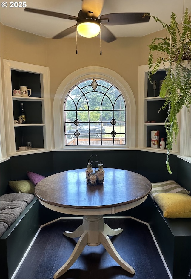 4523 NE 105th Ave, Portland, OR 97220 - dining space with breakfast area, a ceiling fan, and built in features