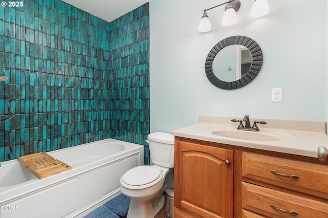 3158 SW Beach Ave, Lincoln City, OR 97367 - bathroom featuring toilet, vanity, and shower / bathtub combination